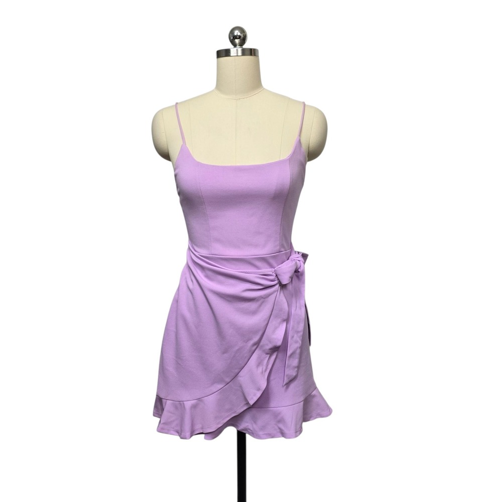 Lucy in the Sky Lavender Ruffle Wrap‎ Mini Dress Spaghetti Strap Size Small